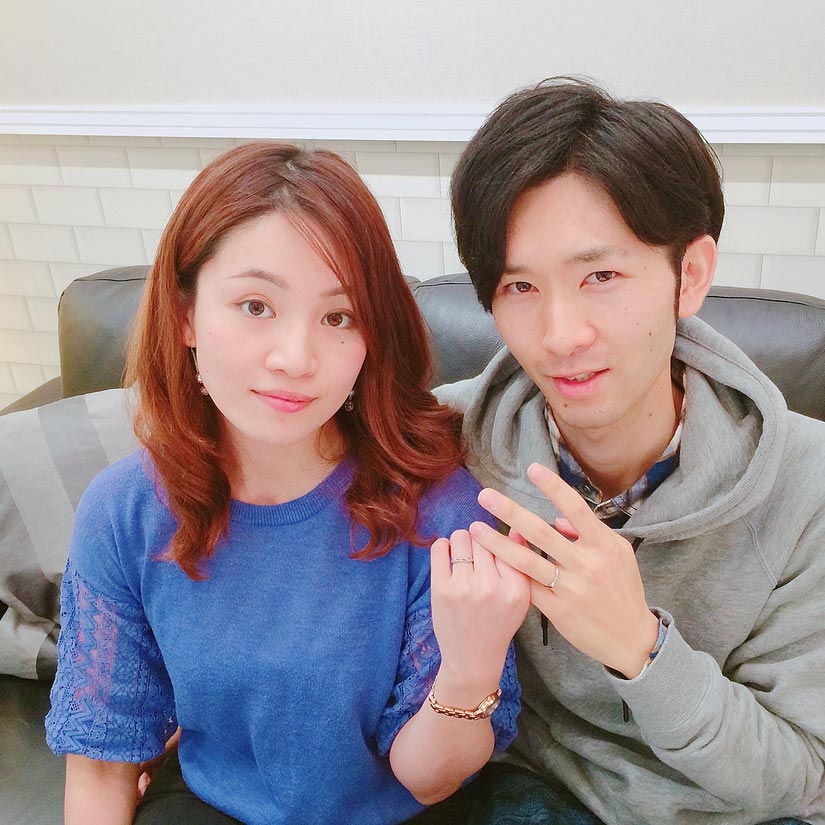 結婚指輪ご成約のお客様　静岡県のタカヒロ＆メグミ様ご夫妻